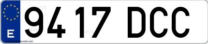 Ejemplo de matrícula española 9417 DCC
