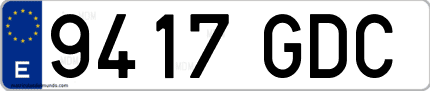 Ejemplo de matrícula de coche ordinaria 9417 GDC