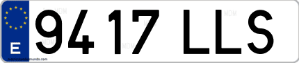Ejemplo de matrícula de coche ordinaria 9417 LLS