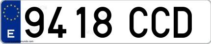 Ejemplo de matrícula española 9418 CCD