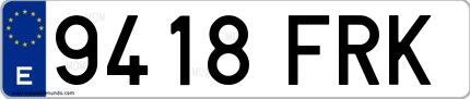 Ejemplo de matrícula española 9418 FRK
