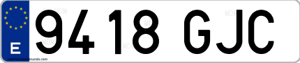 Ejemplo de matrícula de coche ordinaria 9418 GJC
