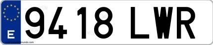Ejemplo de matrícula española 9418 LWR