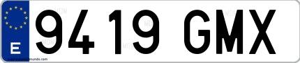 Ejemplo de matrícula española 9419 GMX
