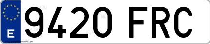 Ejemplo de matrícula española 9420 FRC