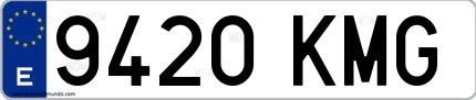 Ejemplo de matrícula española 9420 KMG