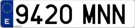 Ejemplo de matrícula española 9420 MNN