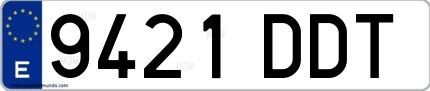 Ejemplo de matrícula española 9421 DDT