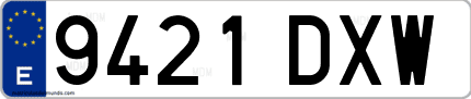 Ejemplo de matrícula de coche ordinaria 9421 DXW