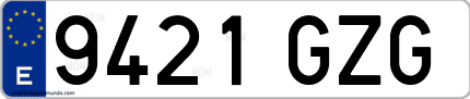Ejemplo de matrícula de coche ordinaria 9421 GZG