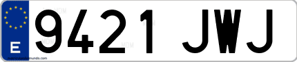Ejemplo de matrícula de coche ordinaria 9421 JWJ