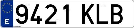 Ejemplo de matrícula española 9421 KLB