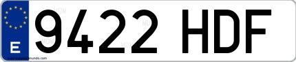 Ejemplo de matrícula española 9422 HDF