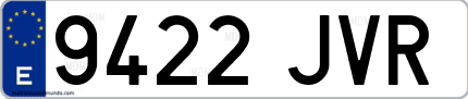 Ejemplo de matrícula de coche ordinaria 9422 JVR