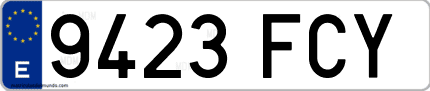 Ejemplo de matrícula de coche ordinaria 9423 FCY