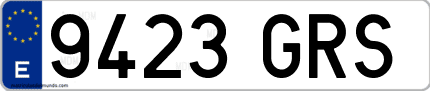 Ejemplo de matrícula de coche ordinaria 9423 GRS