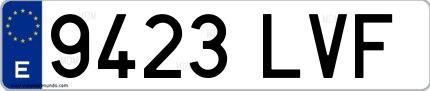 Ejemplo de matrícula española 9423 LVF