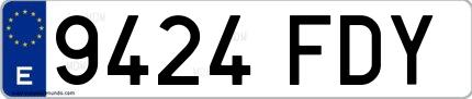 Ejemplo de matrícula española 9424 FDY