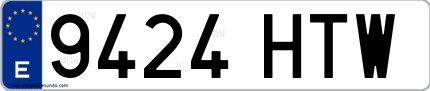 Ejemplo de matrícula española 9424 HTW