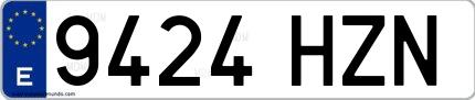 Ejemplo de matrícula española 9424 HZN