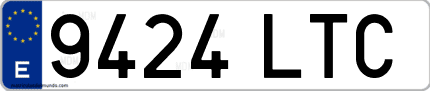 Ejemplo de matrícula de coche ordinaria 9424 LTC