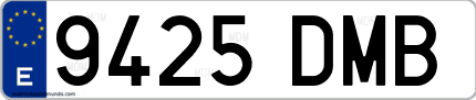 Ejemplo de matrícula de coche ordinaria 9425 DMB