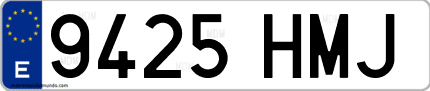 Ejemplo de matrícula de coche ordinaria 9425 HMJ