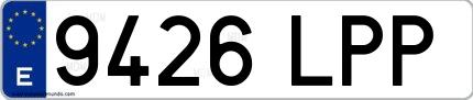 Ejemplo de matrícula española 9426 LPP