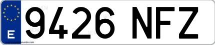 Ejemplo de matrícula española 9426 NFZ