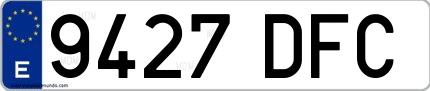 Ejemplo de matrícula española 9427 DFC