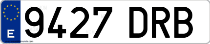 Ejemplo de matrícula de coche ordinaria 9427 DRB
