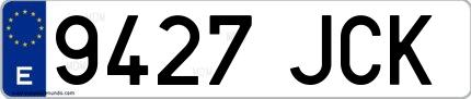 Ejemplo de matrícula española 9427 JCK