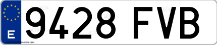 Ejemplo de matrícula de coche ordinaria 9428 FVB