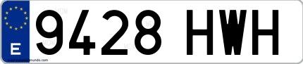 Ejemplo de matrícula española 9428 HWH
