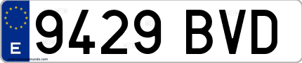Ejemplo de matrícula de coche ordinaria 9429 BVD