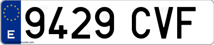 Ejemplo de matrícula de coche ordinaria 9429 CVF