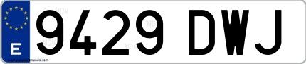 Ejemplo de matrícula española 9429 DWJ