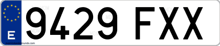 Ejemplo de matrícula de coche ordinaria 9429 FXX