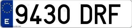 Ejemplo de matrícula española 9430 DRF