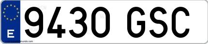 Ejemplo de matrícula española 9430 GSC