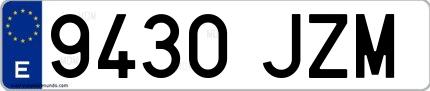 Ejemplo de matrícula española 9430 JZM
