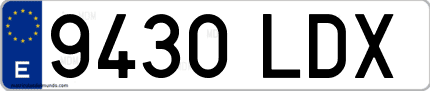 Ejemplo de matrícula de coche ordinaria 9430 LDX