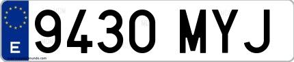 Ejemplo de matrícula española 9430 MYJ