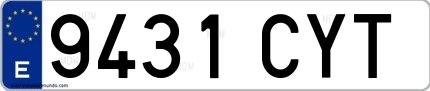 Ejemplo de matrícula española 9431 CYT