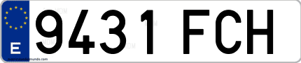 Ejemplo de matrícula de coche ordinaria 9431 FCH