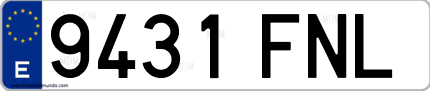 Ejemplo de matrícula de coche ordinaria 9431 FNL