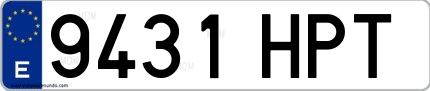 Ejemplo de matrícula española 9431 HPT
