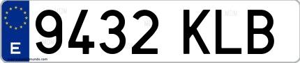 Ejemplo de matrícula española 9432 KLB
