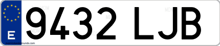 Ejemplo de matrícula de coche ordinaria 9432 LJB