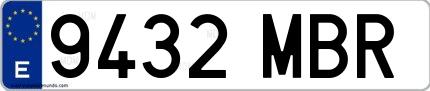 Ejemplo de matrícula española 9432 MBR